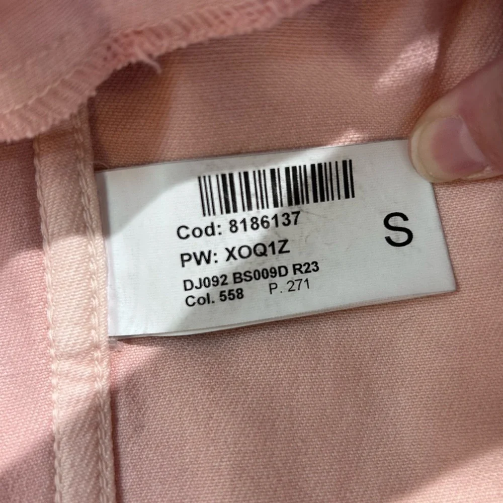 Dondup Italian Designer Light Pink Distressed Denim Jacket Size Small NWT Casual - Picture 8 of 10